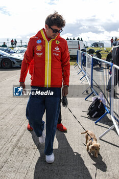 2024-07-07 - LECLERC Charles (mco), Scuderia Ferrari SF-24, portrait and his dog Leo during the Formula 1 Qatar Airways British Grand Prix 2024, 12th round of the 2024 Formula One World Championship from July 5 to 7, 2024 on the Silverstone Circuit, in Silverstone, United Kingdom - F1 - BRITISH GRAND PRIX 2024 - FORMULA 1 - MOTORS