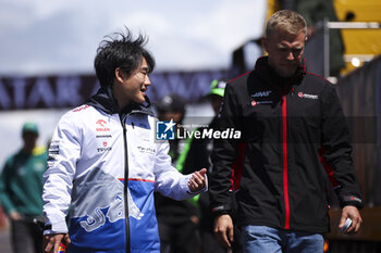 2024-07-07 - TSUNODA Yuki (jap), Visa Cash App RB F1 Team VCARB 01, portrait and MAGNUSSEN Kevin (den), Haas F1 Team VF-24 Ferrari, portrait during the Formula 1 Qatar Airways British Grand Prix 2024, 12th round of the 2024 Formula One World Championship from July 5 to 7, 2024 on the Silverstone Circuit, in Silverstone, United Kingdom - F1 - BRITISH GRAND PRIX 2024 - FORMULA 1 - MOTORS