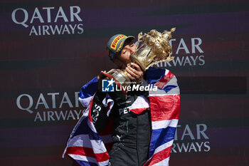 2024-07-07 - HAMILTON Lewis (gbr), Mercedes AMG F1 Team W15, portrait podium celebration during the Formula 1 Qatar Airways British Grand Prix 2024, 12th round of the 2024 Formula One World Championship from July 5 to 7, 2024 on the Silverstone Circuit, in Silverstone, United Kingdom - F1 - BRITISH GRAND PRIX 2024 - FORMULA 1 - MOTORS