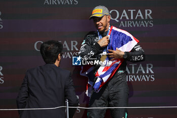 2024-07-07 - HAMILTON Lewis (gbr), Mercedes AMG F1 Team W15, portrait and BEN SULAYEM Mohammed (uae), President of the FIA, portrait podium during the Formula 1 Qatar Airways British Grand Prix 2024, 12th round of the 2024 Formula One World Championship from July 5 to 7, 2024 on the Silverstone Circuit, in Silverstone, United Kingdom - F1 - BRITISH GRAND PRIX 2024 - FORMULA 1 - MOTORS