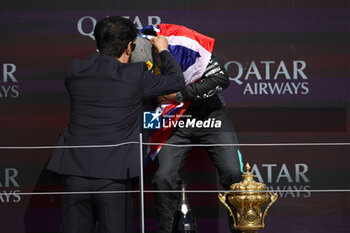 2024-07-07 - HAMILTON Lewis (gbr), Mercedes AMG F1 Team W15, portrait and BEN SULAYEM Mohammed (uae), President of the FIA, portrait podium during the Formula 1 Qatar Airways British Grand Prix 2024, 12th round of the 2024 Formula One World Championship from July 5 to 7, 2024 on the Silverstone Circuit, in Silverstone, United Kingdom - F1 - BRITISH GRAND PRIX 2024 - FORMULA 1 - MOTORS