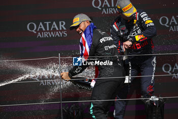 2024-07-07 - HAMILTON Lewis (gbr), Mercedes AMG F1 Team W15, portrait podium celebration during the Formula 1 Qatar Airways British Grand Prix 2024, 12th round of the 2024 Formula One World Championship from July 5 to 7, 2024 on the Silverstone Circuit, in Silverstone, United Kingdom - F1 - BRITISH GRAND PRIX 2024 - FORMULA 1 - MOTORS