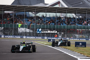 2024-07-07 - 63 RUSSELL George (gbr), Mercedes AMG F1 Team W15, action 44 HAMILTON Lewis (gbr), Mercedes AMG F1 Team W15, action during the Formula 1 Qatar Airways British Grand Prix 2024, 12th round of the 2024 Formula One World Championship from July 5 to 7, 2024 on the Silverstone Circuit, in Silverstone, United Kingdom - F1 - BRITISH GRAND PRIX 2024 - FORMULA 1 - MOTORS