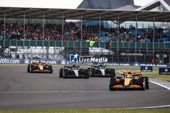 2024-07-07 - 04 NORRIS Lando (gbr), McLaren F1 Team MCL38, action 44 HAMILTON Lewis (gbr), Mercedes AMG F1 Team W15, action 63 RUSSELL George (gbr), Mercedes AMG F1 Team W15, action 81 PIASTRI Oscar (aus), McLaren F1 Team MCL38, action during the Formula 1 Qatar Airways British Grand Prix 2024, 12th round of the 2024 Formula One World Championship from July 5 to 7, 2024 on the Silverstone Circuit, in Silverstone, United Kingdom - F1 - BRITISH GRAND PRIX 2024 - FORMULA 1 - MOTORS