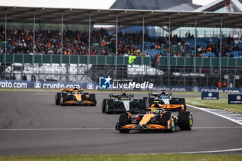 2024-07-07 - 04 NORRIS Lando (gbr), McLaren F1 Team MCL38, action 44 HAMILTON Lewis (gbr), Mercedes AMG F1 Team W15, action 63 RUSSELL George (gbr), Mercedes AMG F1 Team W15, action 81 PIASTRI Oscar (aus), McLaren F1 Team MCL38, action during the Formula 1 Qatar Airways British Grand Prix 2024, 12th round of the 2024 Formula One World Championship from July 5 to 7, 2024 on the Silverstone Circuit, in Silverstone, United Kingdom - F1 - BRITISH GRAND PRIX 2024 - FORMULA 1 - MOTORS