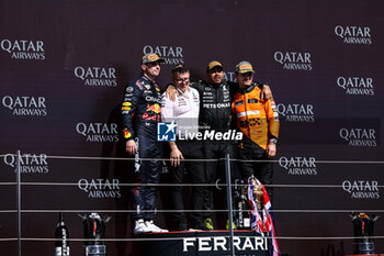 2024-07-07 - Peter 'Bono' Bonnington, senior race engineer for Lewis Hamilton HAMILTON Lewis (gbr), Mercedes AMG F1 Team W15, portrait celebration podium NORRIS Lando (gbr), McLaren F1 Team MCL38, portrait VERSTAPPEN Max (ned), Red Bull Racing RB20, portrait during the Formula 1 Qatar Airways British Grand Prix 2024, 12th round of the 2024 Formula One World Championship from July 5 to 7, 2024 on the Silverstone Circuit, in Silverstone, United Kingdom - F1 - BRITISH GRAND PRIX 2024 - FORMULA 1 - MOTORS