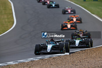 2024-07-07 - 63 RUSSELL George (gbr), Mercedes AMG F1 Team W15, 44 HAMILTON Lewis (gbr), Mercedes AMG F1 Team W15, action during the Formula 1 Qatar Airways British Grand Prix 2024, 12th round of the 2024 Formula One World Championship from July 5 to 7, 2024 on the Silverstone Circuit, in Silverstone, United Kingdom - F1 - BRITISH GRAND PRIX 2024 - FORMULA 1 - MOTORS