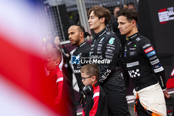 2024-07-07 - HAMILTON Lewis (gbr), Mercedes AMG F1 Team W15, portrait, RUSSELL George (gbr), Mercedes AMG F1 Team W15, portrait NORRIS Lando (gbr), McLaren F1 Team MCL38, portrait during the Formula 1 Qatar Airways British Grand Prix 2024, 12th round of the 2024 Formula One World Championship from July 5 to 7, 2024 on the Silverstone Circuit, in Silverstone, United Kingdom - F1 - BRITISH GRAND PRIX 2024 - FORMULA 1 - MOTORS