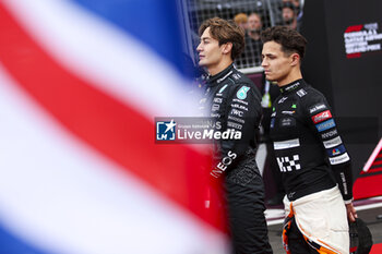 2024-07-07 - RUSSELL George (gbr), Mercedes AMG F1 Team W15, portrait and NORRIS Lando (gbr), McLaren F1 Team MCL38, portrait during the Formula 1 Qatar Airways British Grand Prix 2024, 12th round of the 2024 Formula One World Championship from July 5 to 7, 2024 on the Silverstone Circuit, in Silverstone, United Kingdom - F1 - BRITISH GRAND PRIX 2024 - FORMULA 1 - MOTORS