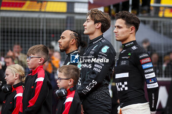 2024-07-07 - HAMILTON Lewis (gbr), Mercedes AMG F1 Team W15, portrait, RUSSELL George (gbr), Mercedes AMG F1 Team W15, portrait NORRIS Lando (gbr), McLaren F1 Team MCL38, portrait during the Formula 1 Qatar Airways British Grand Prix 2024, 12th round of the 2024 Formula One World Championship from July 5 to 7, 2024 on the Silverstone Circuit, in Silverstone, United Kingdom - F1 - BRITISH GRAND PRIX 2024 - FORMULA 1 - MOTORS