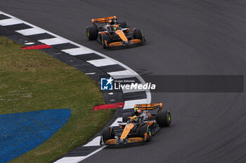 2024-07-07 - 04 NORRIS Lando (gbr), McLaren F1 Team MCL38, action and 81 PIASTRI Oscar (aus), McLaren F1 Team MCL38, action during the Formula 1 Qatar Airways British Grand Prix 2024, 12th round of the 2024 Formula One World Championship from July 5 to 7, 2024 on the Silverstone Circuit, in Silverstone, United Kingdom - F1 - BRITISH GRAND PRIX 2024 - FORMULA 1 - MOTORS