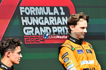 2024-07-21 - #81 Oscar Piastri Of The Team Mclaren Formula 1 Team, Mclaren Mercedes MCL38,Celebrating The Final Podium ,During Fia Formula One World Championship F1 Hungarian Grand Prix 2024, 20 July In Budapest, Hungarian - FORMULA 1 HUNGARIAN GRAND PRIX 2024 - RACE - FORMULA 1 - MOTORS