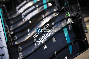 2024-07-18 - Mercedes AMG F1 Team W15, mechanical detail front wing during the Formula 1 Hungarian Grand Prix 2024, 13th round of the 2024 Formula One World Championship from July 19 to 21, 2024 on the Hungaroring, in Mogyorod, Hungary - F1 - HUNGARIAN GRAND PRIX 2024 - FORMULA 1 - MOTORS