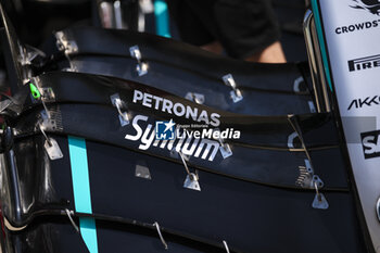 2024-07-18 - Mercedes AMG F1 Team W15, mechanical detail front wing during the Formula 1 Hungarian Grand Prix 2024, 13th round of the 2024 Formula One World Championship from July 19 to 21, 2024 on the Hungaroring, in Mogyorod, Hungary - F1 - HUNGARIAN GRAND PRIX 2024 - FORMULA 1 - MOTORS