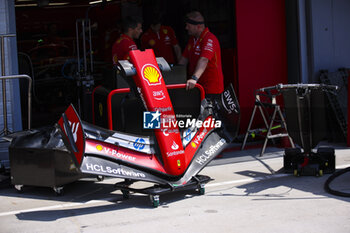 2024-07-18 - Scuderia Ferrari SF-24, mechanical detail front wings during the Formula 1 Hungarian Grand Prix 2024, 13th round of the 2024 Formula One World Championship from July 19 to 21, 2024 on the Hungaroring, in Mogyorod, Hungary - F1 - HUNGARIAN GRAND PRIX 2024 - FORMULA 1 - MOTORS