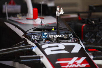 2024-07-18 - Haas F1 Team VF-24 Ferrari, Mechanical detail front suspension during the Formula 1 Hungarian Grand Prix 2024, 13th round of the 2024 Formula One World Championship from July 19 to 21, 2024 on the Hungaroring, in Mogyorod, Hungary - F1 - HUNGARIAN GRAND PRIX 2024 - FORMULA 1 - MOTORS