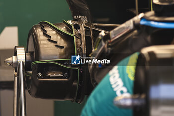 2024-07-18 - Aston Martin F1 Team AMR23, mechanical detail rear brakes, freins, during the Formula 1 Hungarian Grand Prix 2024, 13th round of the 2024 Formula One World Championship from July 19 to 21, 2024 on the Hungaroring, in Mogyorod, Hungary - F1 - HUNGARIAN GRAND PRIX 2024 - FORMULA 1 - MOTORS