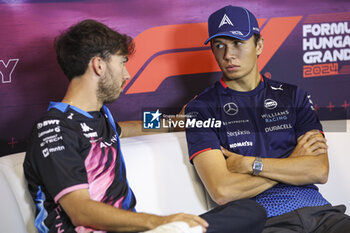 2024-07-18 - ALBON Alexander (tha), Williams Racing FW46, portrait and GASLY Pierre (fra), Alpine F1 Team A524, portrait press conference during the Formula 1 Hungarian Grand Prix 2024, 13th round of the 2024 Formula One World Championship from July 19 to 21, 2024 on the Hungaroring, in Mogyorod, Hungary - F1 - HUNGARIAN GRAND PRIX 2024 - FORMULA 1 - MOTORS