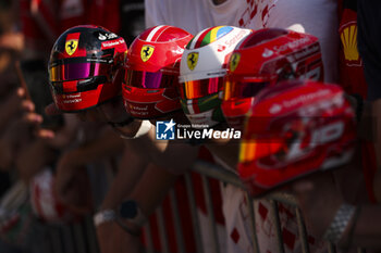 2024-07-18 - Scuderia Ferrari helmet, casque, fans during the Formula 1 Hungarian Grand Prix 2024, 13th round of the 2024 Formula One World Championship from July 19 to 21, 2024 on the Hungaroring, in Mogyorod, Hungary - F1 - HUNGARIAN GRAND PRIX 2024 - FORMULA 1 - MOTORS