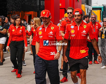 2024-07-20 - (L to R Charles Leclerc (MON) an Carlos Sainz Jr. (ESP) - Scuderia Ferrari - Ferrari SF-24 - Ferrari during Saturday Free Practice and qualify, July 20, of Formula 1 Hungarian Grand Prix 2024, scheduled to take place at Hungaroring track in Mogyorod, Budapest, Hungary, july 19 to july 21, 2024 - FORMULA 1 HUNGARIAN GRAND PRIX 2024 - PRACTICE 3 AND QUALIFYING - FORMULA 1 - MOTORS