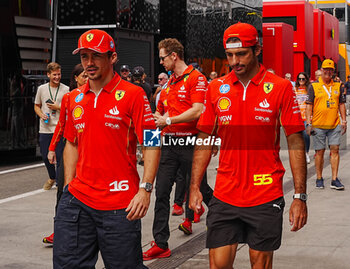 2024-07-20 - (L to R Charles Leclerc (MON) an Carlos Sainz Jr. (ESP) - Scuderia Ferrari - Ferrari SF-24 - Ferrari during Saturday Free Practice and qualify, July 20, of Formula 1 Hungarian Grand Prix 2024, scheduled to take place at Hungaroring track in Mogyorod, Budapest, Hungary, july 19 to july 21, 2024 - FORMULA 1 HUNGARIAN GRAND PRIX 2024 - PRACTICE 3 AND QUALIFYING - FORMULA 1 - MOTORS