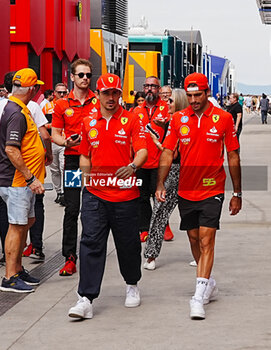 2024-07-20 - (L to R Charles Leclerc (MON) an Carlos Sainz Jr. (ESP) - Scuderia Ferrari - Ferrari SF-24 - Ferrari during Saturday Free Practice and qualify, July 20, of Formula 1 Hungarian Grand Prix 2024, scheduled to take place at Hungaroring track in Mogyorod, Budapest, Hungary, july 19 to july 21, 2024 - FORMULA 1 HUNGARIAN GRAND PRIX 2024 - PRACTICE 3 AND QUALIFYING - FORMULA 1 - MOTORS