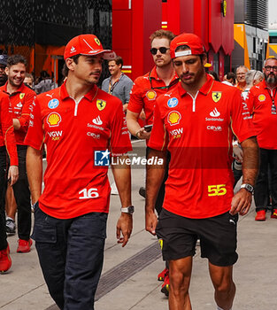 2024-07-20 - (L to R Charles Leclerc (MON) an Carlos Sainz Jr. (ESP) - Scuderia Ferrari - Ferrari SF-24 - Ferrari during Saturday Free Practice and qualify, July 20, of Formula 1 Hungarian Grand Prix 2024, scheduled to take place at Hungaroring track in Mogyorod, Budapest, Hungary, july 19 to july 21, 2024 - FORMULA 1 HUNGARIAN GRAND PRIX 2024 - PRACTICE 3 AND QUALIFYING - FORMULA 1 - MOTORS