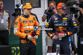 2024-07-20 - PIASTRI Oscar (aus), McLaren F1 Team MCL38, VERSTAPPEN Max (ned), Red Bull Racing RB20, portrait during the Formula 1 Hungarian Grand Prix 2024, 13th round of the 2024 Formula One World Championship from July 19 to 21, 2024 on the Hungaroring, in Mogyorod, Hungary - F1 - HUNGARIAN GRAND PRIX 2024 - FORMULA 1 - MOTORS