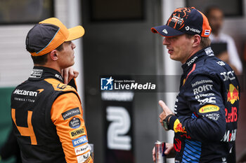 2024-07-20 - NORRIS Lando (gbr), McLaren F1 Team MCL38, portrait and VERSTAPPEN Max (ned), Red Bull Racing RB20, portrait during the Formula 1 Hungarian Grand Prix 2024, 13th round of the 2024 Formula One World Championship from July 19 to 21, 2024 on the Hungaroring, in Mogyorod, Hungary - F1 - HUNGARIAN GRAND PRIX 2024 - FORMULA 1 - MOTORS