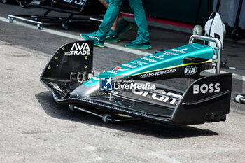 2024-07-25 - Aston Martin F1 Team AMR23, mechanical detail of sensors for flexi wings, on the front wing during the Formula 1 Rolex Belgian Grand Prix 2024, 14th round of the 2024 Formula One World Championship from July 26 to 28, 2024 on the Circuit de Spa-Francorchamps, in Stavelot, Belgium - F1 - BELGIAN GRAND PRIX 2024 - FORMULA 1 - MOTORS