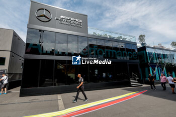 2024-07-25 - Mercedes AMG F1 Team motorhome during the Formula 1 Rolex Belgian Grand Prix 2024, 14th round of the 2024 Formula One World Championship from July 26 to 28, 2024 on the Circuit de Spa-Francorchamps, in Stavelot, Belgium - F1 - BELGIAN GRAND PRIX 2024 - FORMULA 1 - MOTORS