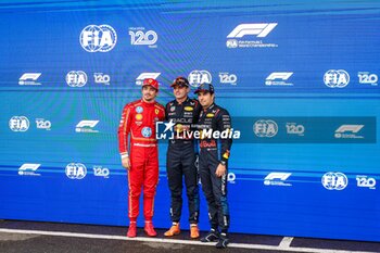 2024-07-27 - LECLERC Charles (mco), Scuderia Ferrari SF-24, VERSTAPPEN Max (ned), Red Bull Racing RB20, PEREZ Sergio (mex), Red Bull Racing RB20, portrait during the Formula 1 Rolex Belgian Grand Prix 2024, 14th round of the 2024 Formula One World Championship from July 26 to 28, 2024 on the Circuit de Spa-Francorchamps, in Stavelot, Belgium - F1 - BELGIAN GRAND PRIX 2024 - FORMULA 1 - MOTORS