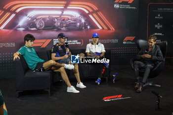 2024-09-19 - STROLL Lance (can), Aston Martin F1 Team AMR24, portrait VERSTAPPEN Max (ned), Red Bull Racing RB20, portrait TSUNODA Yuki (jap), Visa Cash App RB F1 Team VCARB 01, portrait press conference during the Formula 1 Singapore Grand Prix 2024, 18th round of the 2024 Formula One World Championship from September 20 to 22, 2024 on the Marina Bay Circuit, in Singapore, Singapore - F1 - SINGAPORE GRAND PRIX 2024 - FORMULA 1 - MOTORS