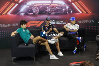 2024-09-19 - VERSTAPPEN Max (ned), Red Bull Racing RB20, portrait STROLL Lance (can), Aston Martin F1 Team AMR24, portrait TSUNODA Yuki (jap), Visa Cash App RB F1 Team VCARB 01, portrait press conference during the Formula 1 Singapore Grand Prix 2024, 18th round of the 2024 Formula One World Championship from September 20 to 22, 2024 on the Marina Bay Circuit, in Singapore, Singapore - F1 - SINGAPORE GRAND PRIX 2024 - FORMULA 1 - MOTORS