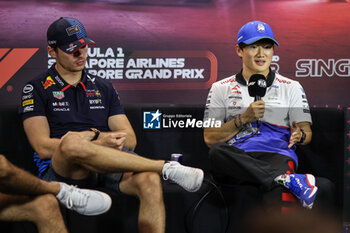 2024-09-19 - TSUNODA Yuki (jap), Visa Cash App RB F1 Team VCARB 01, portrait VERSTAPPEN Max (ned), Red Bull Racing RB20, portrait press conference during the Formula 1 Singapore Grand Prix 2024, 18th round of the 2024 Formula One World Championship from September 20 to 22, 2024 on the Marina Bay Circuit, in Singapore, Singapore - F1 - SINGAPORE GRAND PRIX 2024 - FORMULA 1 - MOTORS