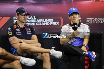 2024-09-19 - TSUNODA Yuki (jap), Visa Cash App RB F1 Team VCARB 01, portrait VERSTAPPEN Max (ned), Red Bull Racing RB20, portrait press conference during the Formula 1 Singapore Grand Prix 2024, 18th round of the 2024 Formula One World Championship from September 20 to 22, 2024 on the Marina Bay Circuit, in Singapore, Singapore - F1 - SINGAPORE GRAND PRIX 2024 - FORMULA 1 - MOTORS