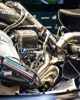 2024-09-20 - Aston Martin F1 Team AMR23, mechanical detail of the engine power unit and exhaust during the Formula 1 Singapore Grand Prix 2024, 18th round of the 2024 Formula One World Championship from September 20 to 22, 2024 on the Marina Bay Circuit, in Singapore, Singapore - F1 - SINGAPORE GRAND PRIX 2024 - FORMULA 1 - MOTORS