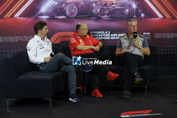 2024-09-20 - VASSEUR Frédéric (fra), Team Principal & General Manager of the Scuderia Ferrari, portrait VOWLES James, Team Principal of Williams Racing, portrait ISOLA Mario (ita), Motorsport Racing Manager of Pirelli, portrait press conference during the Formula 1 Singapore Grand Prix 2024, 18th round of the 2024 Formula One World Championship from September 20 to 22, 2024 on the Marina Bay Circuit, in Singapore, Singapore - F1 - SINGAPORE GRAND PRIX 2024 - FORMULA 1 - MOTORS