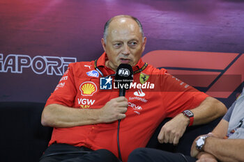 2024-09-20 - VASSEUR Frédéric (fra), Team Principal & General Manager of the Scuderia Ferrari, portrait press conference during the Formula 1 Singapore Grand Prix 2024, 18th round of the 2024 Formula One World Championship from September 20 to 22, 2024 on the Marina Bay Circuit, in Singapore, Singapore - F1 - SINGAPORE GRAND PRIX 2024 - FORMULA 1 - MOTORS