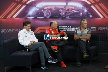 2024-09-20 - VASSEUR Frédéric (fra), Team Principal & General Manager of the Scuderia Ferrari, portrait VOWLES James, Team Principal of Williams Racing, portrait ISOLA Mario (ita), Motorsport Racing Manager of Pirelli, portrait press conference during the Formula 1 Singapore Grand Prix 2024, 18th round of the 2024 Formula One World Championship from September 20 to 22, 2024 on the Marina Bay Circuit, in Singapore, Singapore - F1 - SINGAPORE GRAND PRIX 2024 - FORMULA 1 - MOTORS