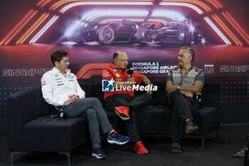 2024-09-20 - VASSEUR Frédéric (fra), Team Principal & General Manager of the Scuderia Ferrari, portrait VOWLES James, Team Principal of Williams Racing, portrait ISOLA Mario (ita), Motorsport Racing Manager of Pirelli, portrait press conference during the Formula 1 Singapore Grand Prix 2024, 18th round of the 2024 Formula One World Championship from September 20 to 22, 2024 on the Marina Bay Circuit, in Singapore, Singapore - F1 - SINGAPORE GRAND PRIX 2024 - FORMULA 1 - MOTORS