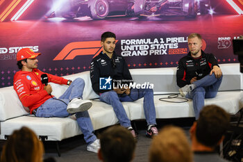 2024-10-17 - SAINZ Carlos (spa), Scuderia Ferrari SF-24, portrait OCON Esteban (fra), Alpine F1 Team A524, portrait MAGNUSSEN Kevin (den), Haas F1 Team VF-24 Ferrari, portrait press conference during the Formula 1 Pirelli United States Grand Prix 2024, 19th round of the 2024 Formula One World Championship from October 18 to 20, 2024 on the Circuit of the Americas, in Austin, United States of America - F1 - US GRAND PRIX 2024 - FORMULA 1 - MOTORS