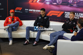 2024-10-17 - SAINZ Carlos (spa), Scuderia Ferrari SF-24, portrait OCON Esteban (fra), Alpine F1 Team A524, portrait MAGNUSSEN Kevin (den), Haas F1 Team VF-24 Ferrari, portrait press conference during the Formula 1 Pirelli United States Grand Prix 2024, 19th round of the 2024 Formula One World Championship from October 18 to 20, 2024 on the Circuit of the Americas, in Austin, United States of America - F1 - US GRAND PRIX 2024 - FORMULA 1 - MOTORS