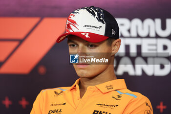 2024-10-17 - NORRIS Lando (gbr), McLaren F1 Team MCL38, portrait press conference during the Formula 1 Pirelli United States Grand Prix 2024, 19th round of the 2024 Formula One World Championship from October 18 to 20, 2024 on the Circuit of the Americas, in Austin, United States of America - F1 - US GRAND PRIX 2024 - FORMULA 1 - MOTORS