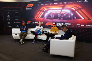 2024-10-17 - ALBON Alexander (tha), Williams Racing FW46, portrait, LAWSON Liam (nzl), Visa Cash App RB F1 Team, portrait and NORRIS Lando (gbr), McLaren F1 Team MCL38, portrait press conference during the Formula 1 Pirelli United States Grand Prix 2024, 19th round of the 2024 Formula One World Championship from October 18 to 20, 2024 on the Circuit of the Americas, in Austin, United States of America - F1 - US GRAND PRIX 2024 - FORMULA 1 - MOTORS