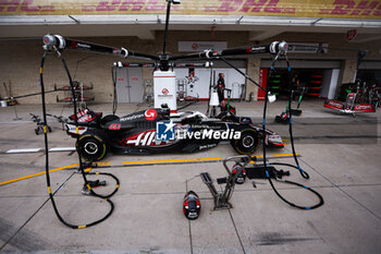 2024-10-18 - Haas F1 Team, USA livery during the Formula 1 Pirelli United States Grand Prix 2024, 19th round of the 2024 Formula One World Championship from October 18 to 20, 2024 on the Circuit of the Americas, in Austin, United States of America - F1 - US GRAND PRIX 2024 - FORMULA 1 - MOTORS