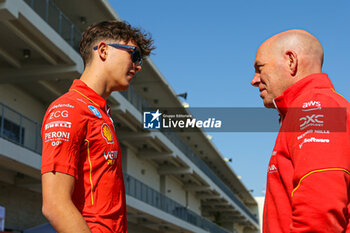 18/10/2024 - Oliver Bearman (GBR) - Reserve Driver, Scuderia Ferrari and Jock Clear (GBR) - Scuderia Ferrari Academy during the Formula 1 Pirelli United States Grand Prix 2024, scheduled to take place at Circuit of Americas in Austin, TX (USA) Sept 18-20, 2024 - FORMULA 1 PIRELLI UNITED STATES GRAND PRIX 2024 - PRACTICE - FORMULA 1 - MOTORI