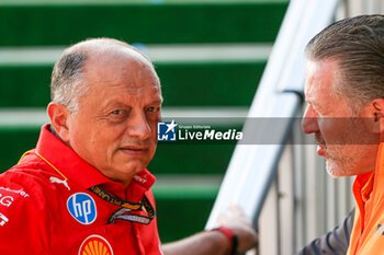 18/10/2024 - Frederic Vasseur (FRA) - Scuderia Ferrari F1 Team Principal a Zak Brown (USA) - CEO McLaren Racing during the Formula 1 Pirelli United States Grand Prix 2024, scheduled to take place at Circuit of Americas in Austin, TX (USA) Sept 18-20, 2024 - FORMULA 1 PIRELLI UNITED STATES GRAND PRIX 2024 - PRACTICE - FORMULA 1 - MOTORI