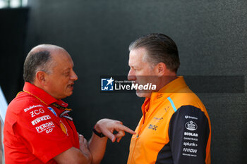 18/10/2024 - Frederic Vasseur (FRA) - Scuderia Ferrari F1 Team Principal a Zak Brown (USA) - CEO McLaren Racing during the Formula 1 Pirelli United States Grand Prix 2024, scheduled to take place at Circuit of Americas in Austin, TX (USA) Sept 18-20, 2024 - FORMULA 1 PIRELLI UNITED STATES GRAND PRIX 2024 - PRACTICE - FORMULA 1 - MOTORI