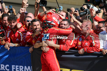 2024-10-20 - Charles Leclerc (MON) - Scuderia Ferrari - Ferrari SF-24 - Ferrari celebrating during the Race of Formula 1 Pirelli United States Grand Prix 2024, scheduled to take place at Circuit of Americas in Austin, TX (USA) Sept 18-20, 2024 - FORMULA 1 PIRELLI UNITED STATES GRAND PRIX 2024 - RACE - FORMULA 1 - MOTORS